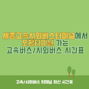 세종고속시외버스터미널에서 포항터미널 가는 고속버스_시외버스 시간표