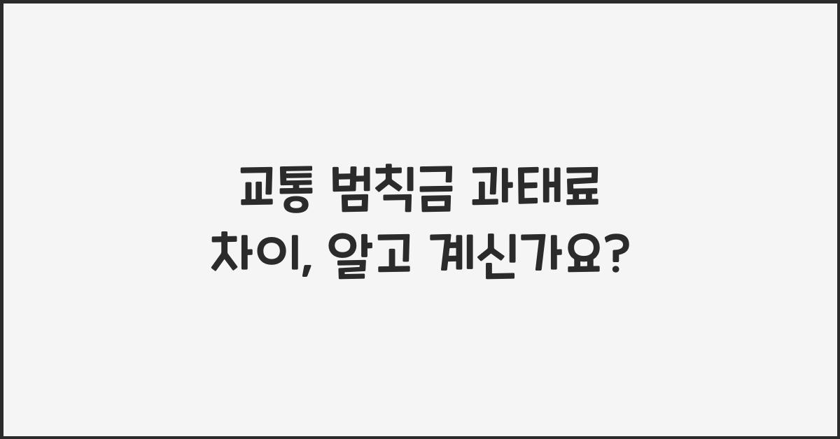 교통 범칙금 과태료 차이