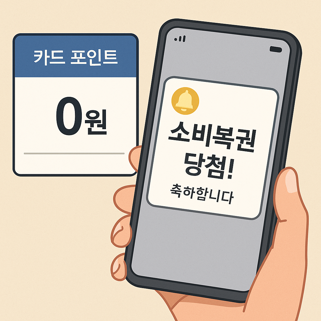 “상생페이백 0원, 소비복권 당첨으로 웃는 소비자 이미지 – 정책 환급과 이벤트 보상의 차이”