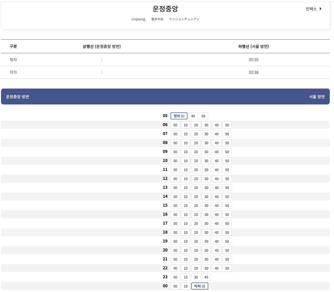 GTX A 노선 시간표 및 운임 정보