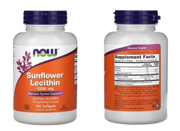 NOW Foods, 해바라기 레시틴, 1,200mg, 소프트젤 100정