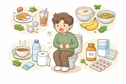 설사 원인에 따라 음식과 약 선택을 구분해 관리하는 흐름7