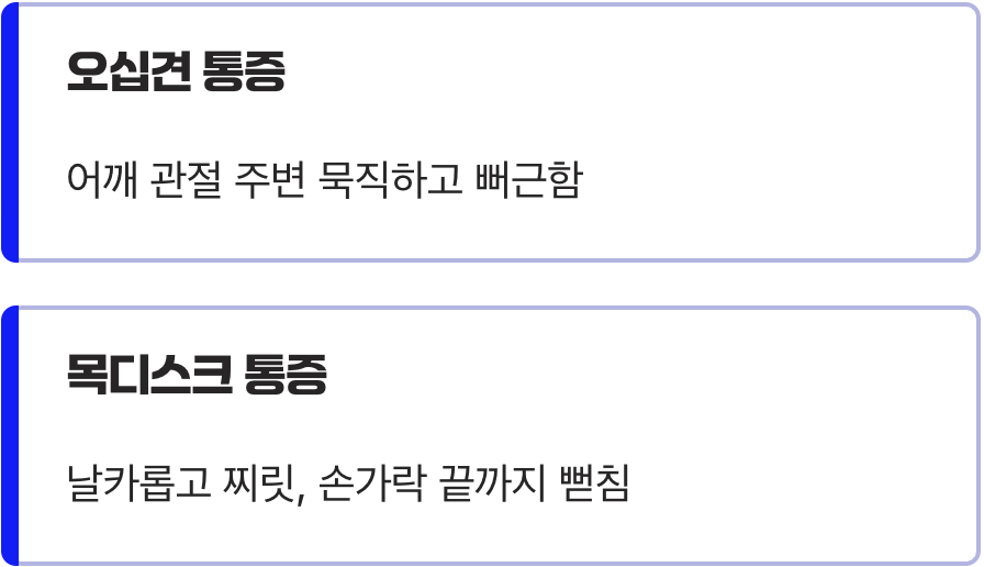 전기가 오듯, 찌릿하게 뻗치는 통증