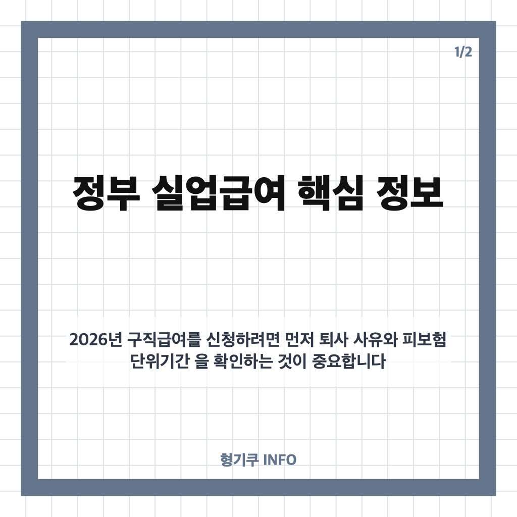 정부 실업급여 2026 수급 자격&middot;지급액&middot;신청 방법 총정리 카드뉴스 1