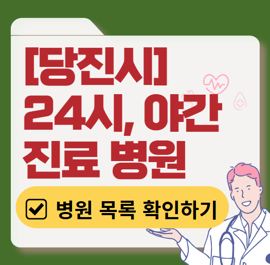 당진시 야간 진료, 24시간 운영 병원 리스트 ❘ 저녁·밤에도 진료하는 병원 총정리 ❘ 응급실 아니어도 진료 가능한 의원 목록 및 증상별 병원 찾기