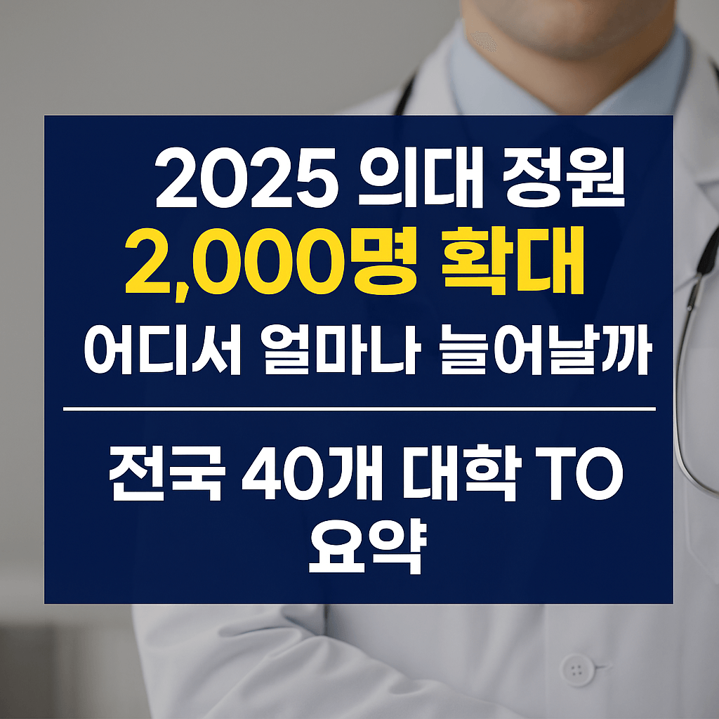 2025 의대 정원 2,000명 확대, 어디서 얼마나 늘어날까 전국 40개 대학 TO 요약