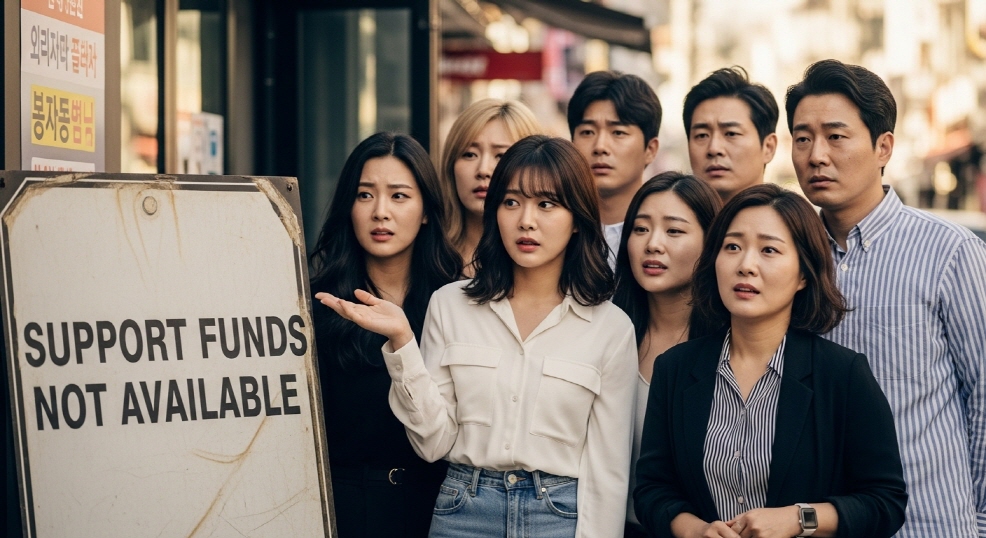 유흥업소 앞에 ‘지원금 사용 불가’ 안내문이 붙은 장면