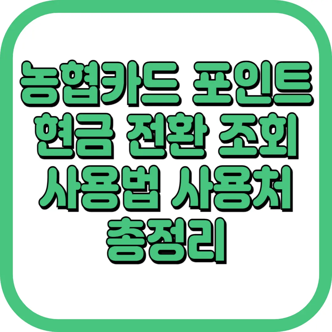 농협카드 포인트 현금 전환