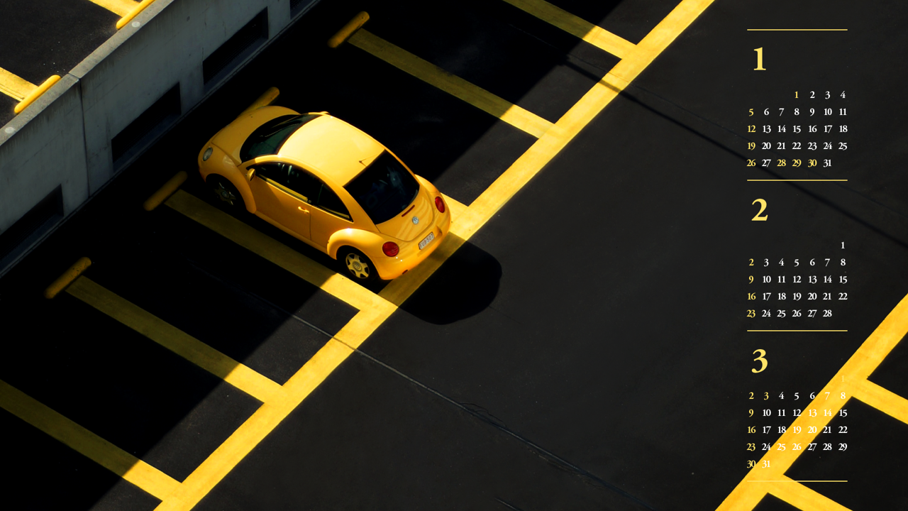 10 노란색 자동차 B - 2025년2월 노트북배경화면