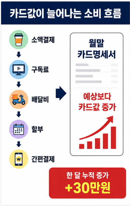 체크카드 vs 신용카드 차이, 카드값 누적 구조