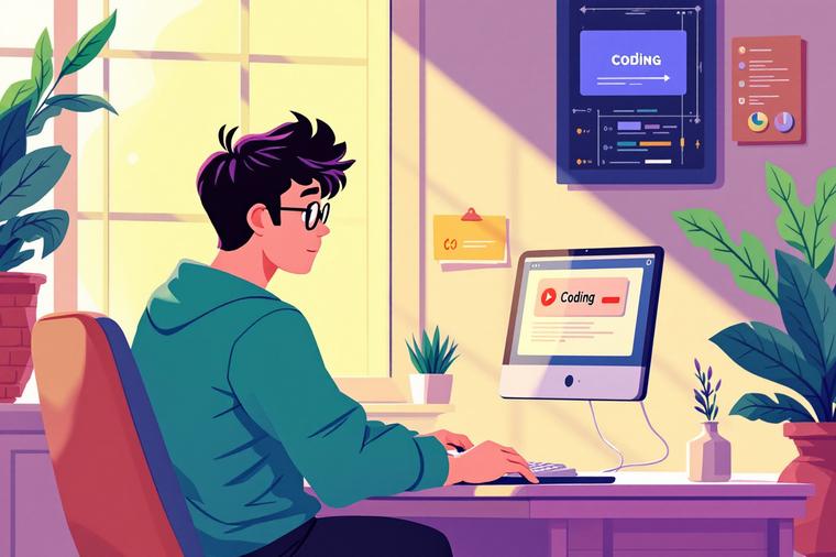 온라인 코딩파티 컨텐츠 보고 있는 성인남성