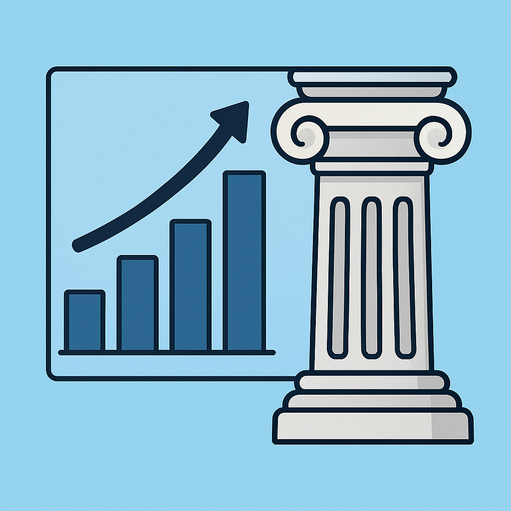 stability pillar with financial growth chart