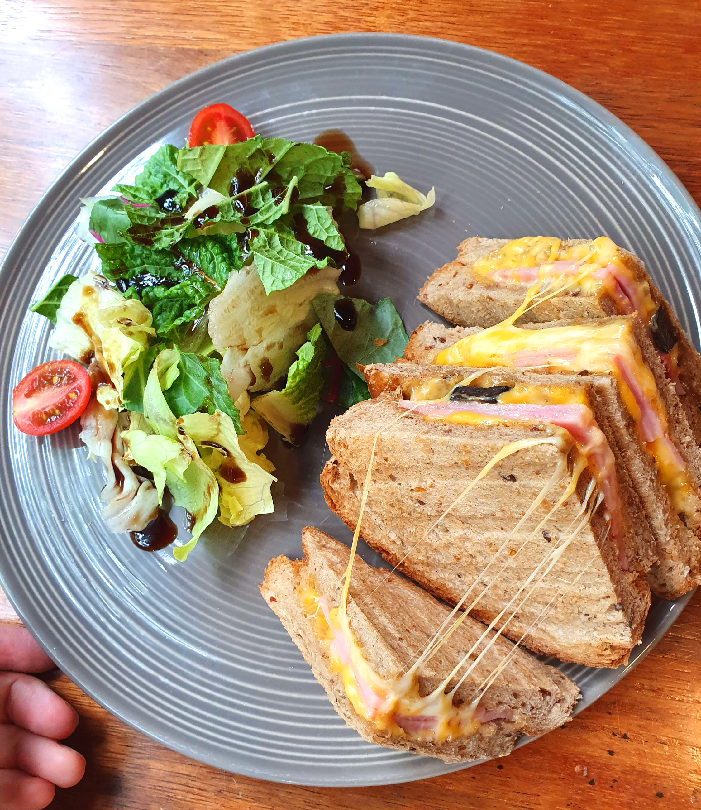 햄치즈샌드위치와 샐러드