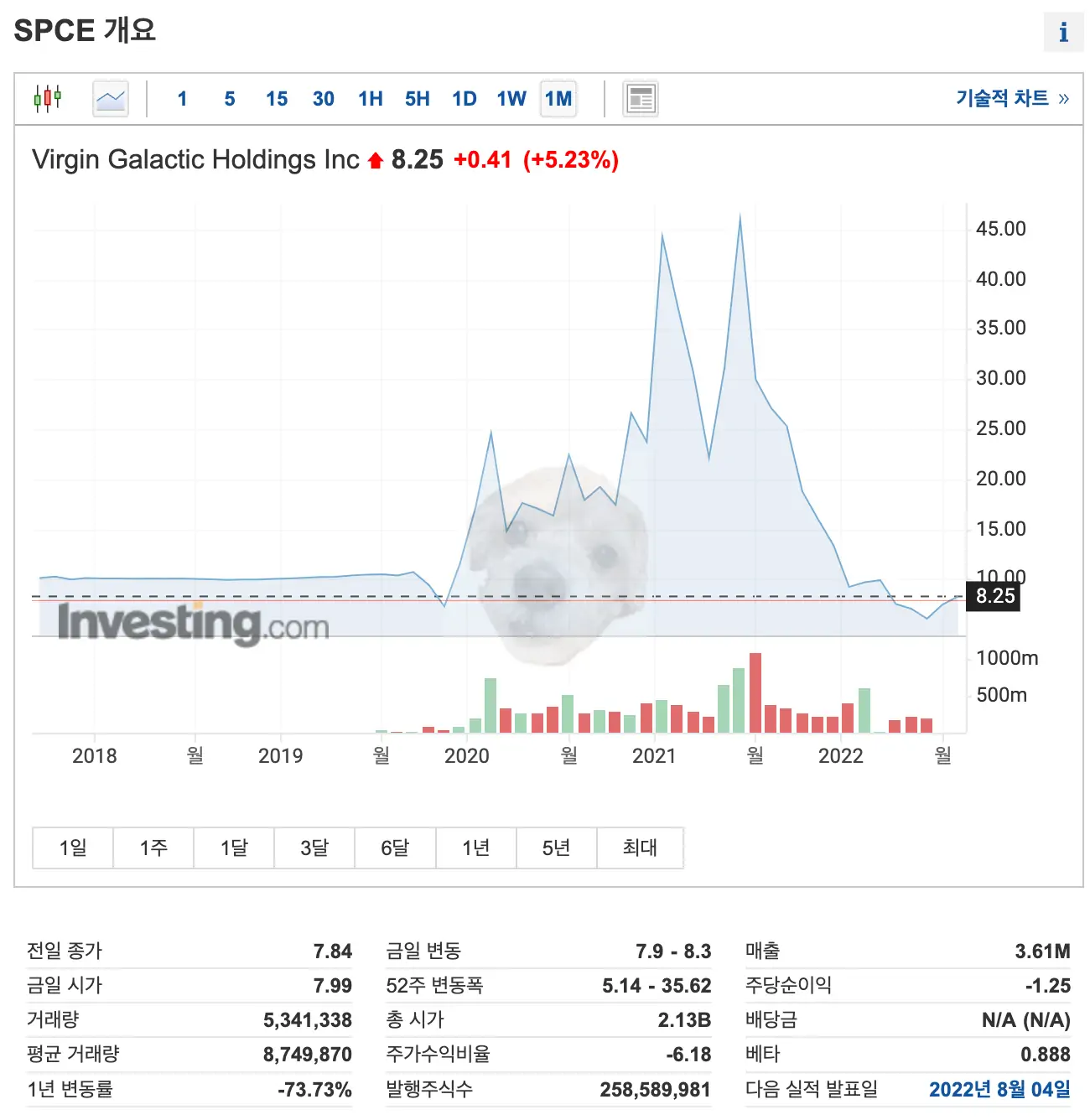 버진갤럭틱 홀딩스 차트