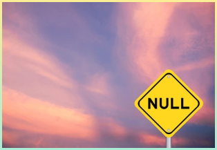 NULL이 표시된 경고 표지판과 하늘 이미지