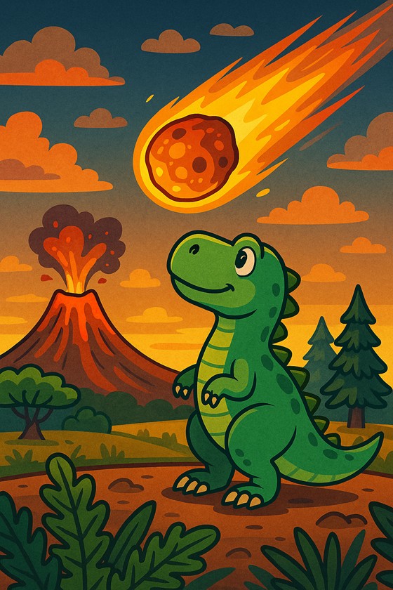 운석 충돌설이 가장 유력합니다