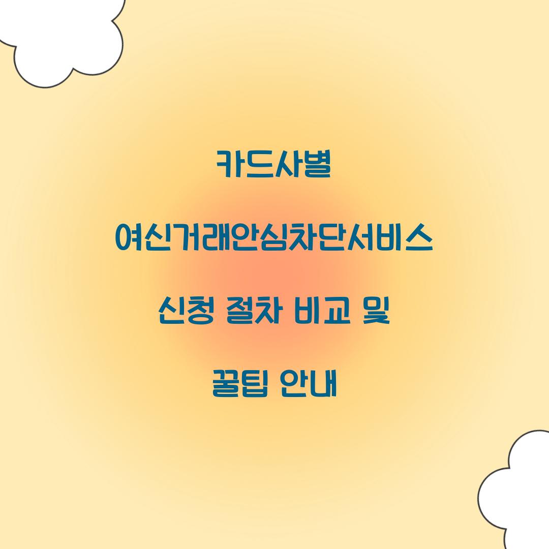 카드사별 여신거래안심차단서비스 신청 절차 비교