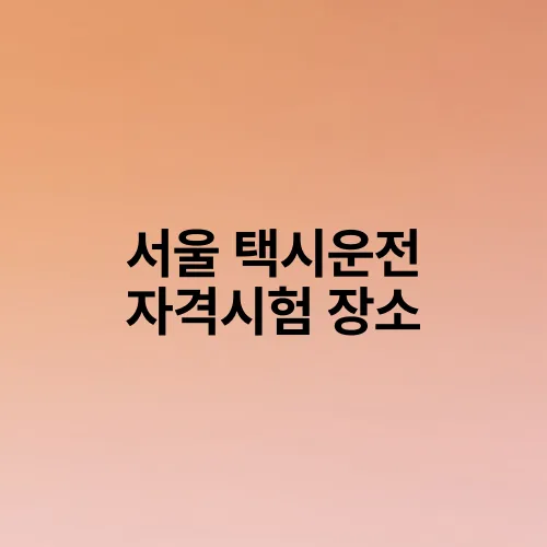 서울 택시운전 자격시험 장소