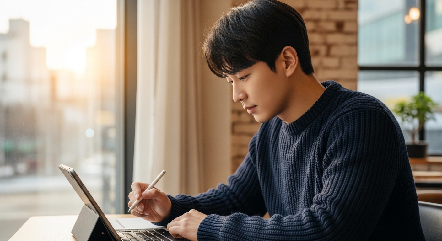 노트북-답안-맞추는-남자