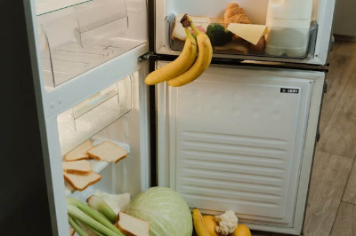 내장고 안에 있는 다양한 과일과 채소