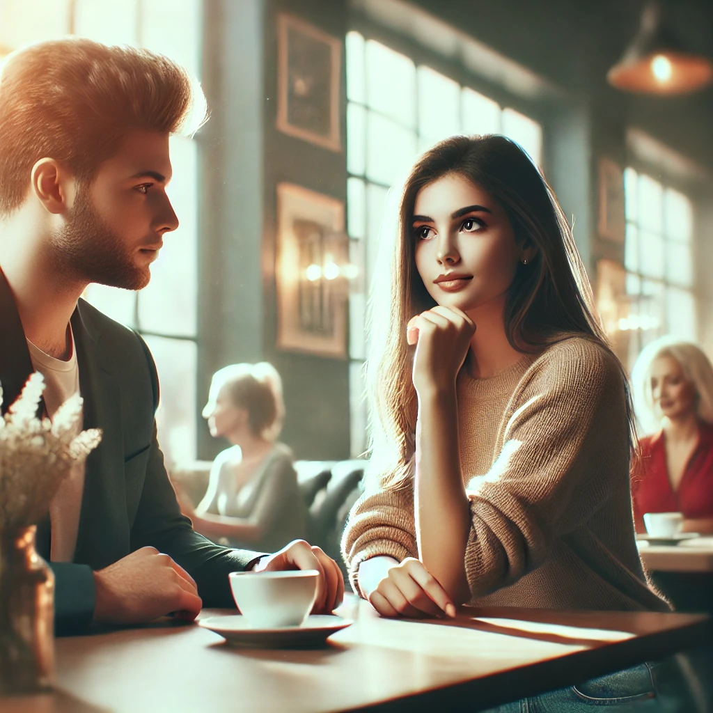 "MZ세대 연애 트렌드를 반영한 카페 데이트 장면"