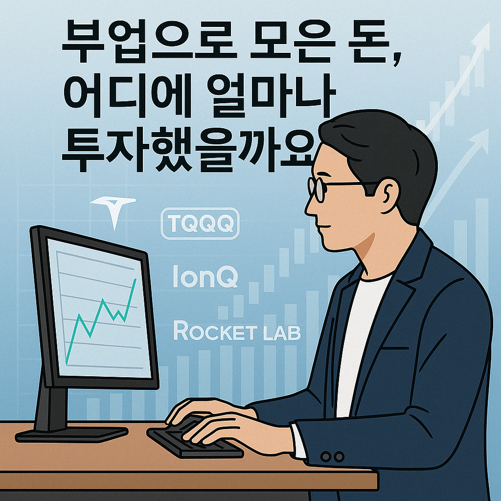 "TQQQ, 테슬라, IONQ 등 종"목별 미국 주식 포트폴리오에 투자하는 미백남"