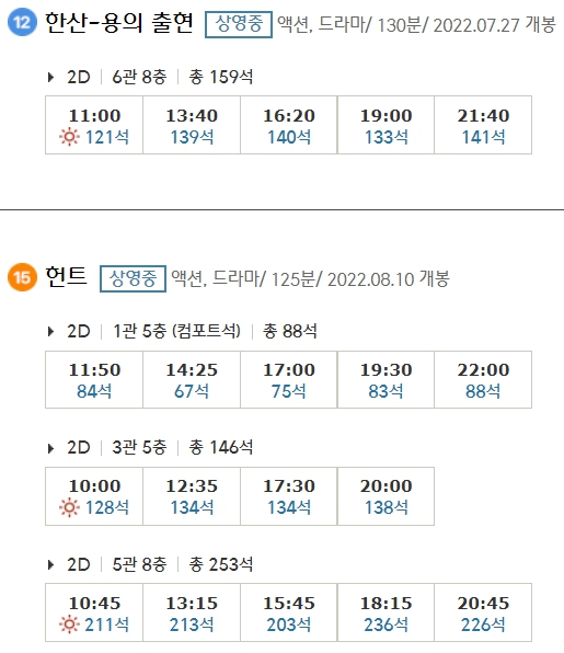스타필드시티위례 CGV 상영시간표