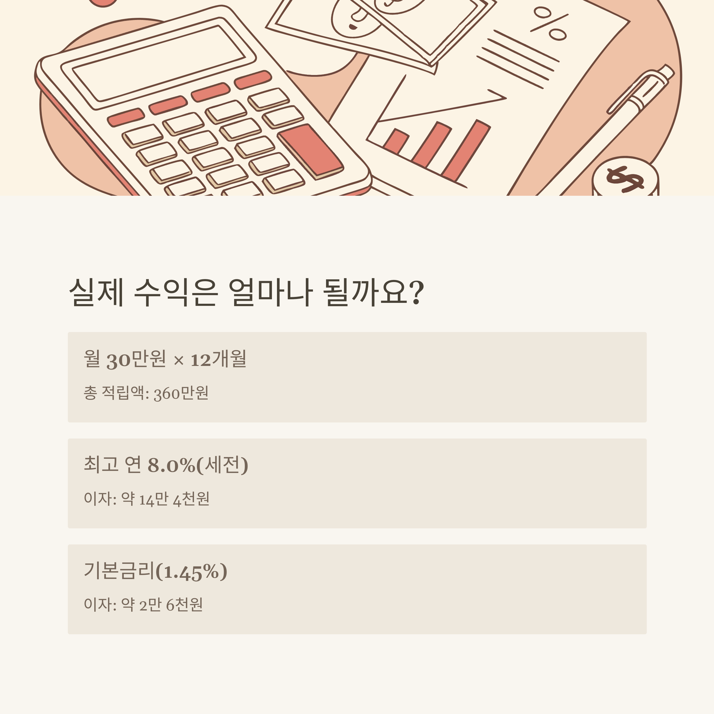 예상 수령액과 실제 계산 예시