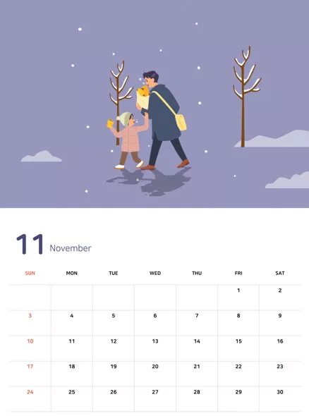 가족 일러스트 달력2