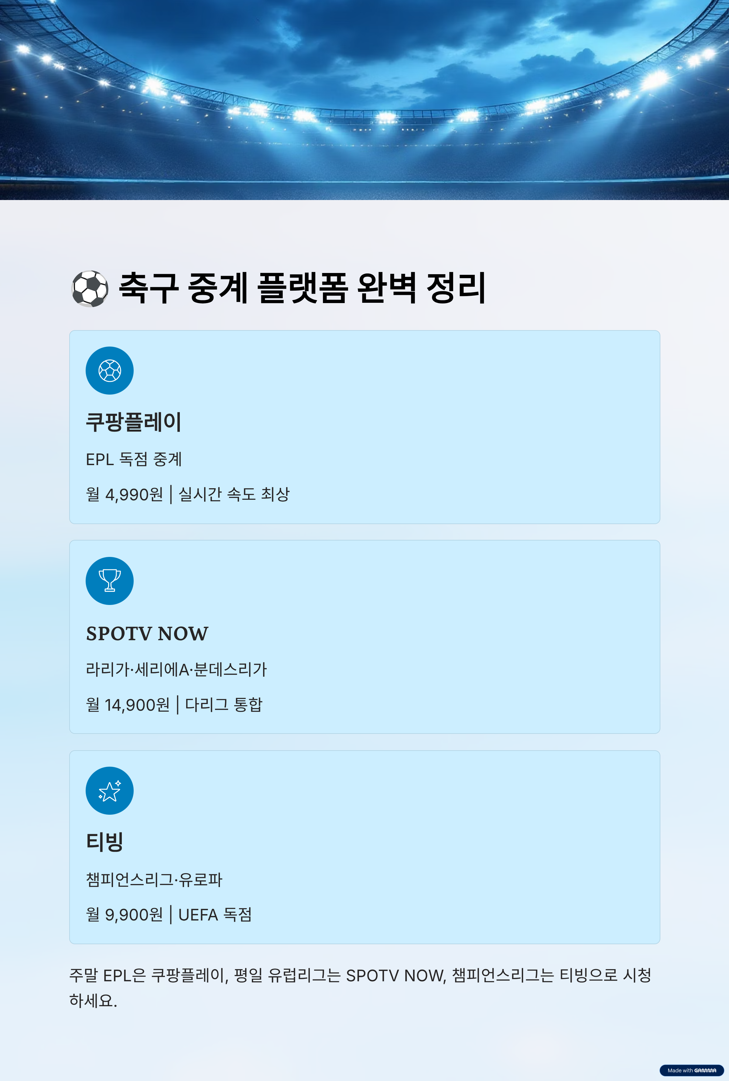축구·야구·농구 실시간 중계 플랫폼 비교2025년 스포츠 팬이라면 알아야 할 최적의 시청 조합