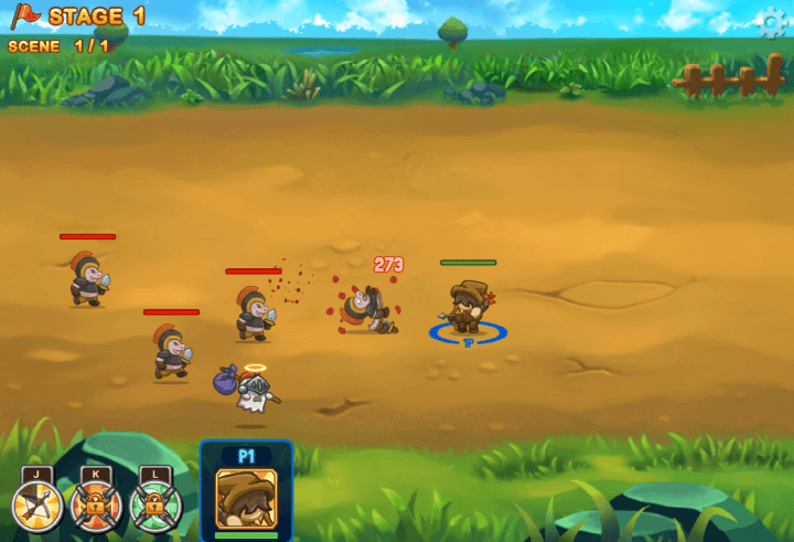 적을-쓰러트리고-점수를-획득하는-장면