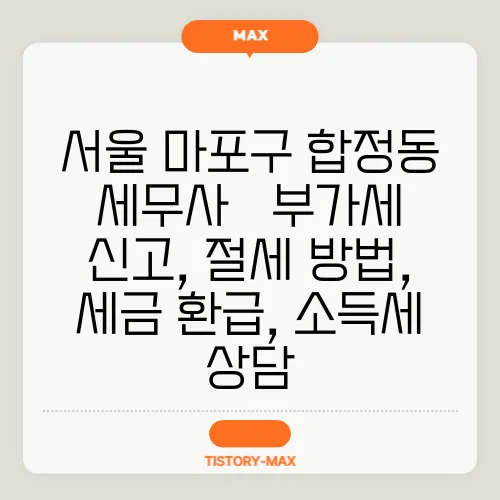 서울 마포구 합정동 세무사 – 부가세 신고, 절세 방법, 세금 환급, 소득세 상담