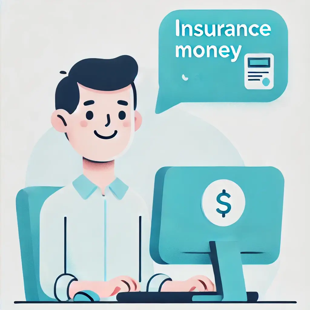 컴퓨터 앞에서 내 보험을 찾고 미소 짓는 남자