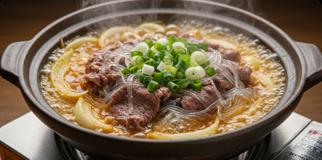 뚝배기에 담아 끓이는 이미지