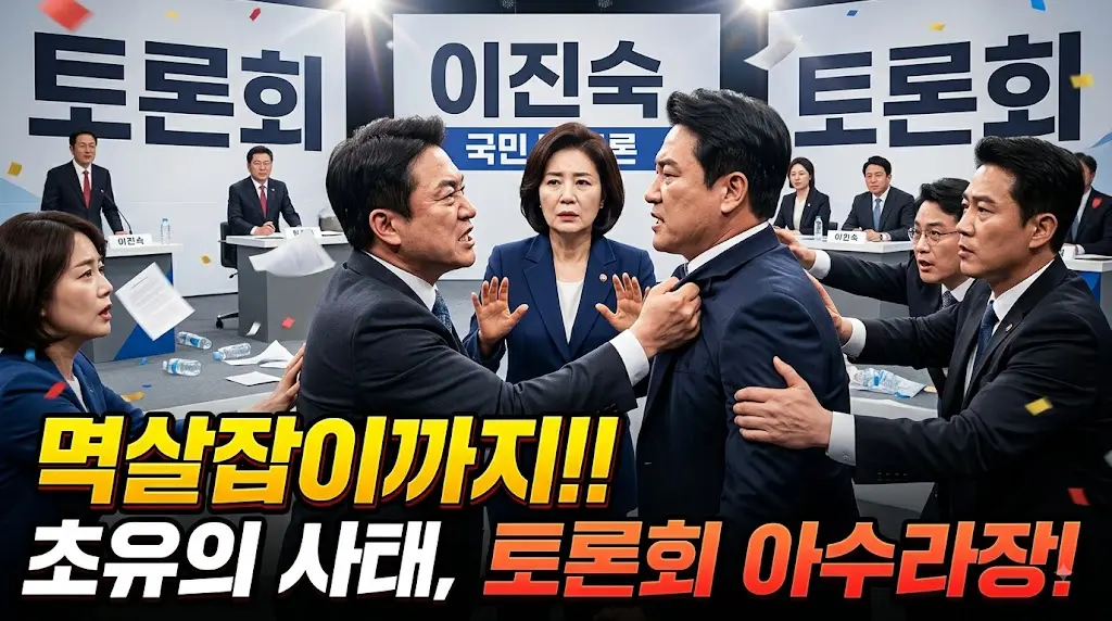 국회토론회 멱살잡이까지 이미지