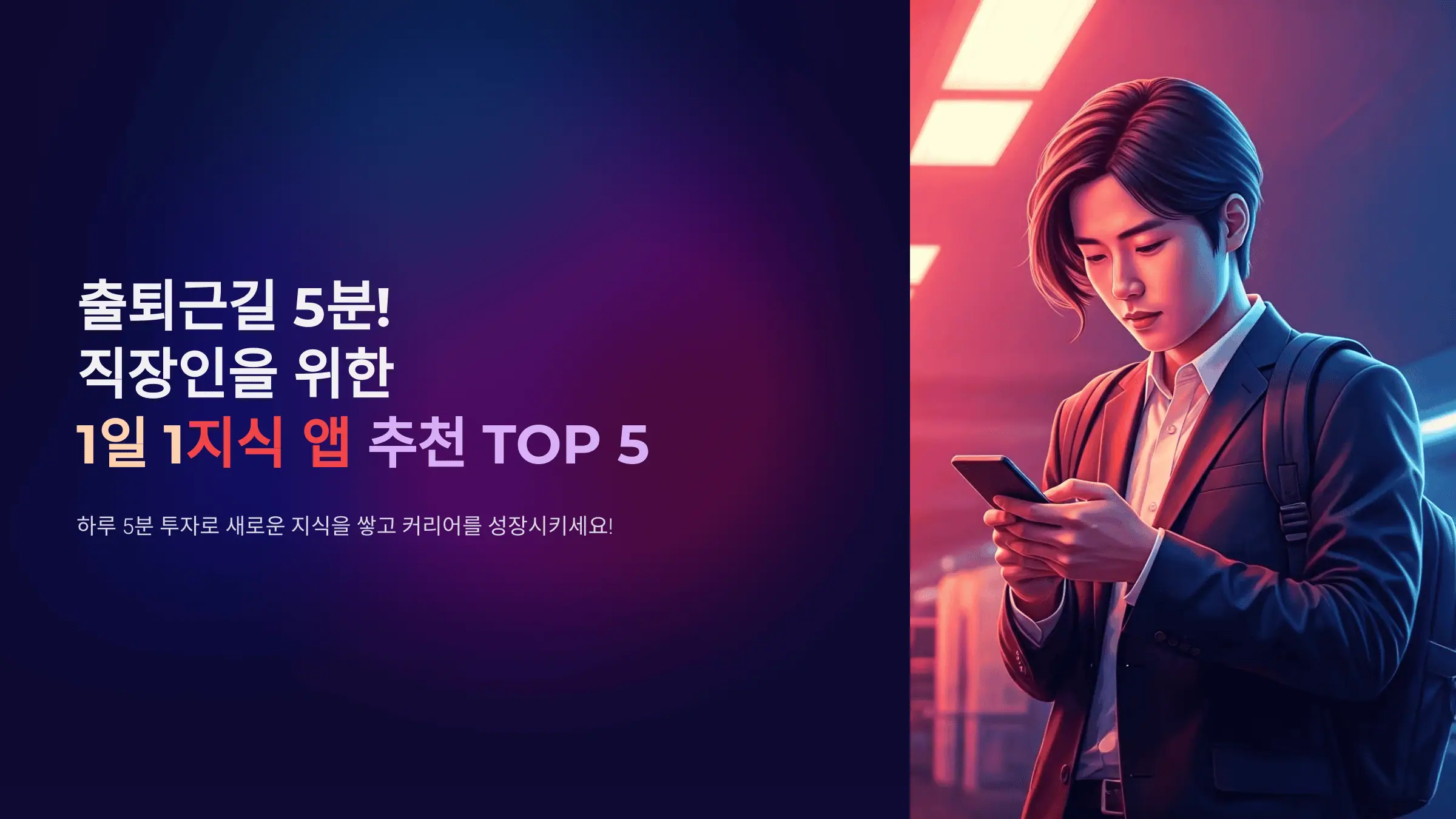 출퇴근길 5분! 직장인을 위한 1일 1지식 앱 추천 TOP 5