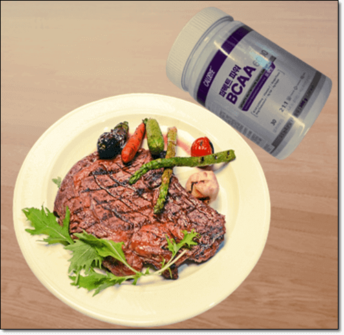 BCAA 보충제와 류신이 풍부한 소고기