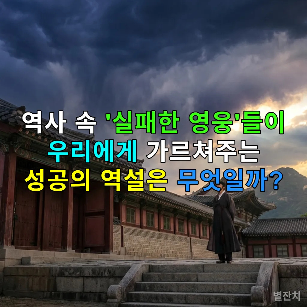 고대 한국 궁궐 앞에서 하늘을 바라보는 한복 입은 인물의 뒷모습. 어두운 구름과 한 줄기 희망의 빛이 공존하는 하늘.