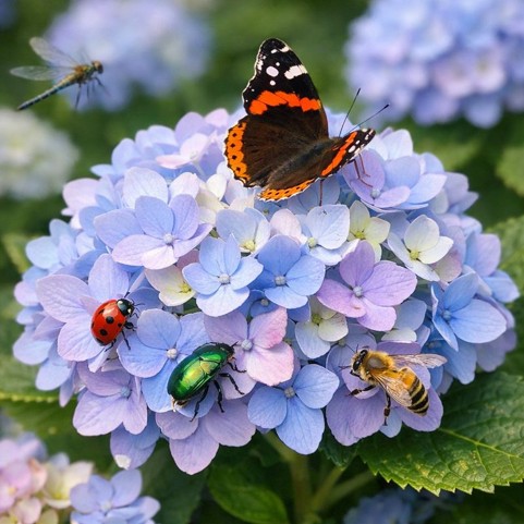 수국이 곤충을 부르는 이유