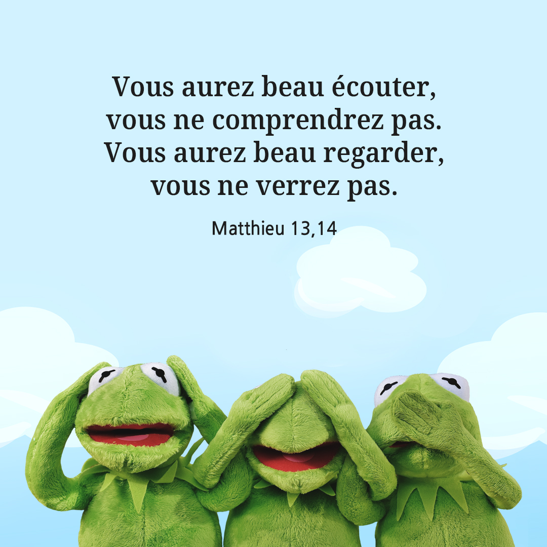 Vous aurez beau écouter, vous ne comprendrez pas. Vous aurez beau regarder, vous ne verrez pas. (Matthieu 13,14)