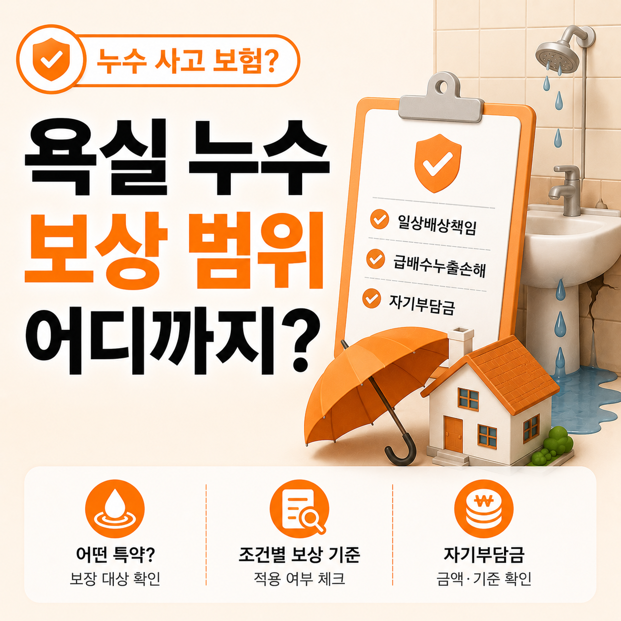 욕실 누수 사고 보험 처리 특약 기준 안내