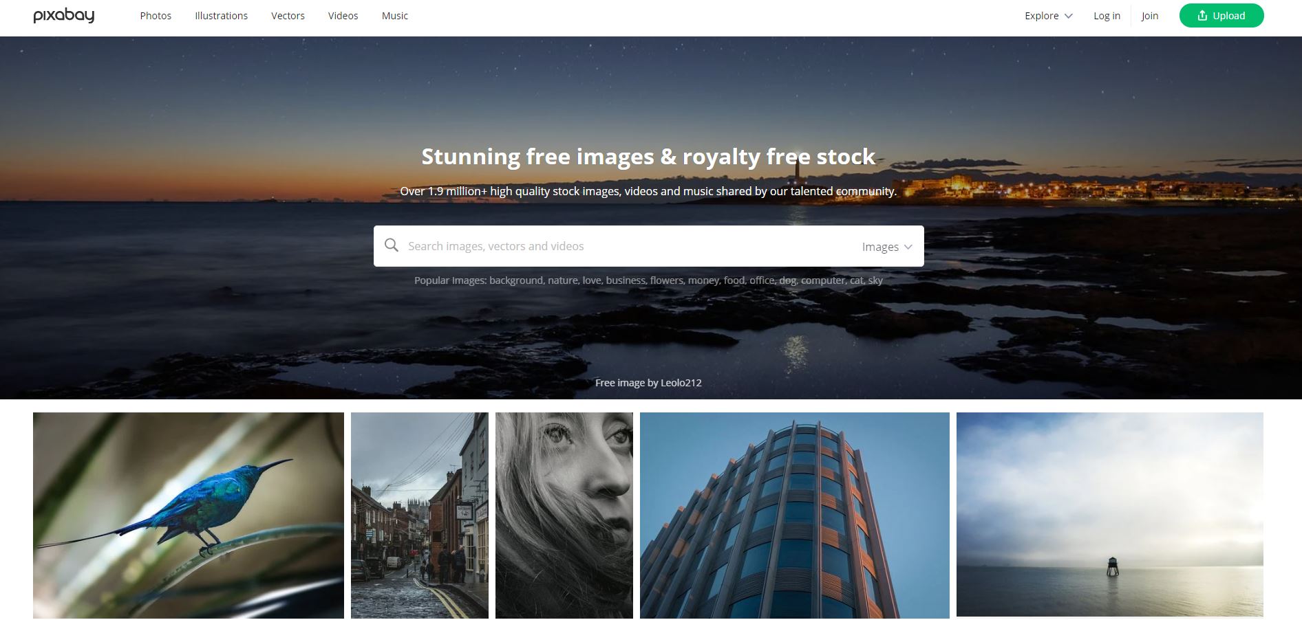 screenshot of Pixababy website