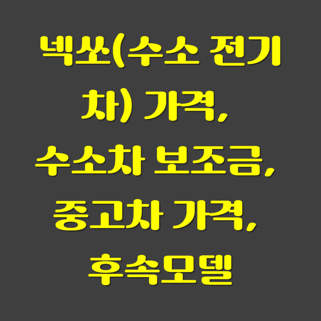 넥쏘(수소 전기차) 가격, 수소차 보조금, 중고차 가격, 후속모델