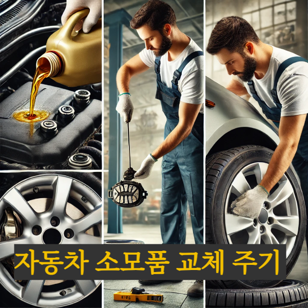 자동차 주요 소모품 교체 하는 남자 이미지