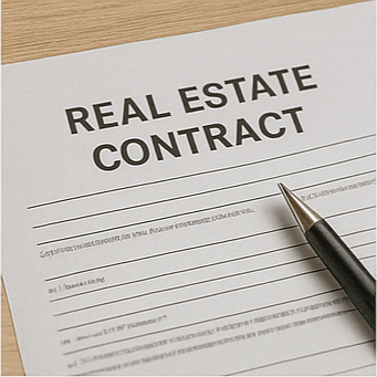 부동산 거래 상징 열쇠고리&amp;#44; 계약서 서명 장면&amp;#44; 수수료를 암시하는 금화