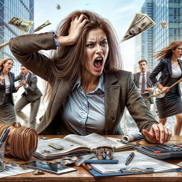 일하다 스트레스 받고 있는 여성 모습