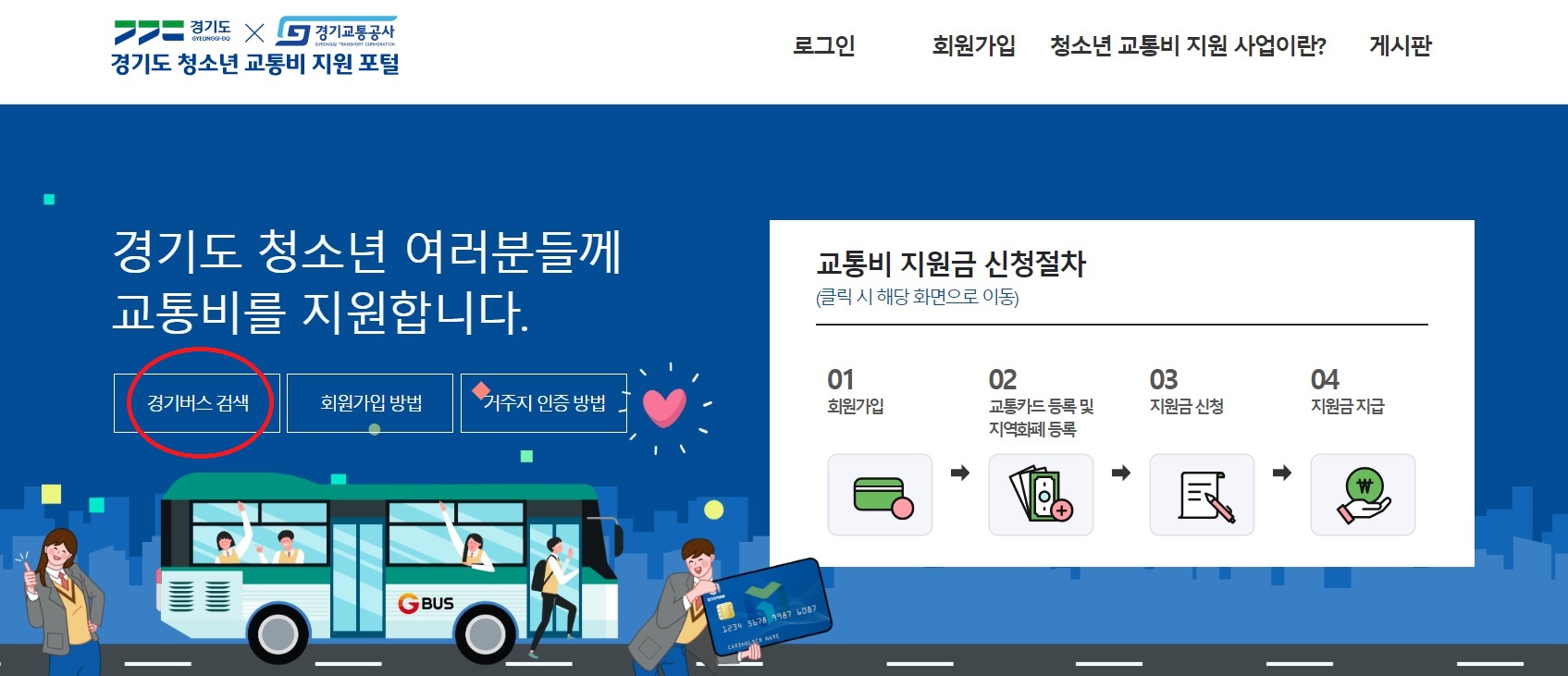 경기도 청소년 교통비 지원금 신청방법