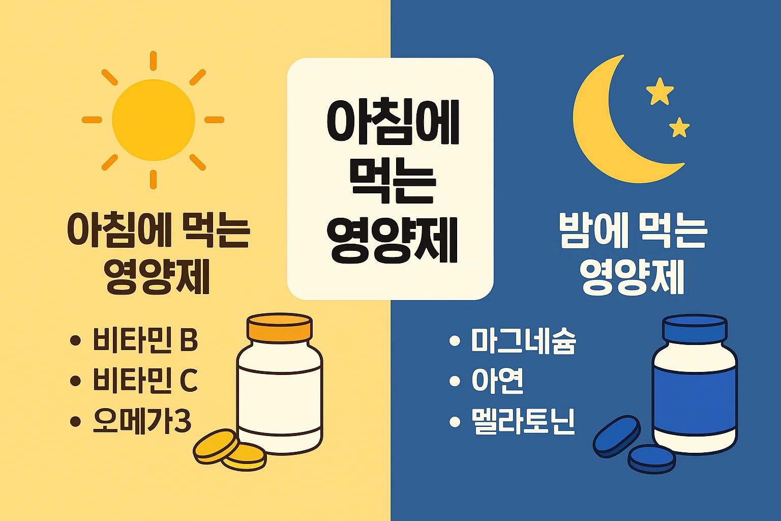 아침에 먹는 영양제 ,밤에 먹는 영양제