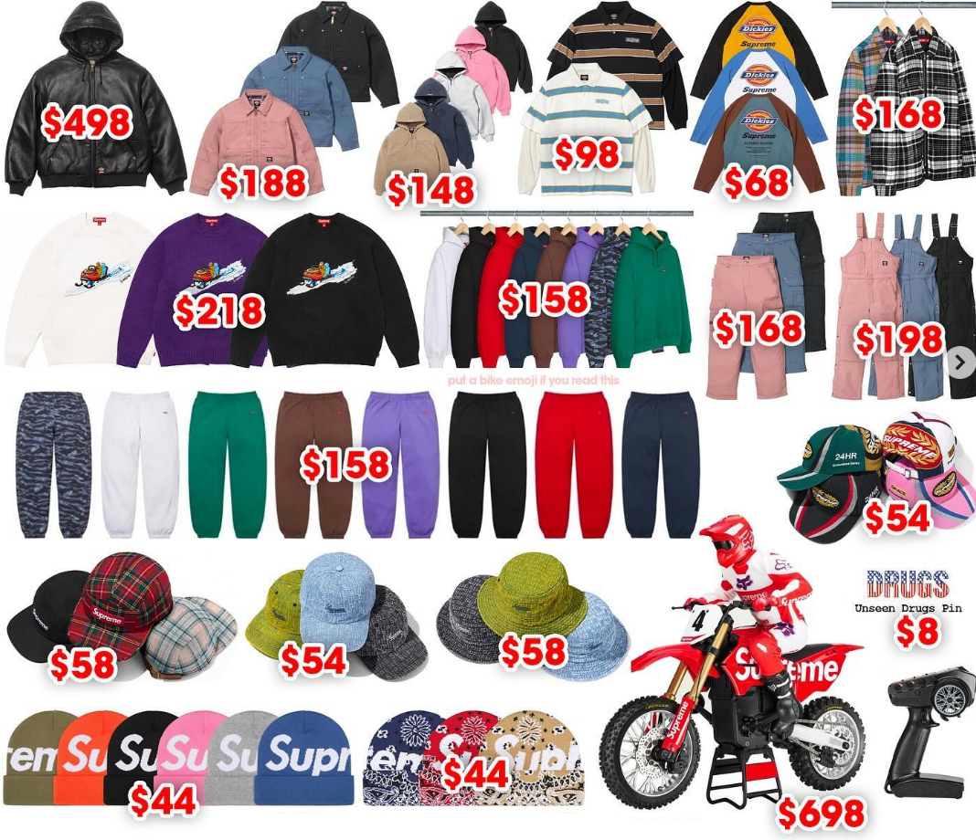 슈프림 Supreme 24FW 16주차 드랍리스트