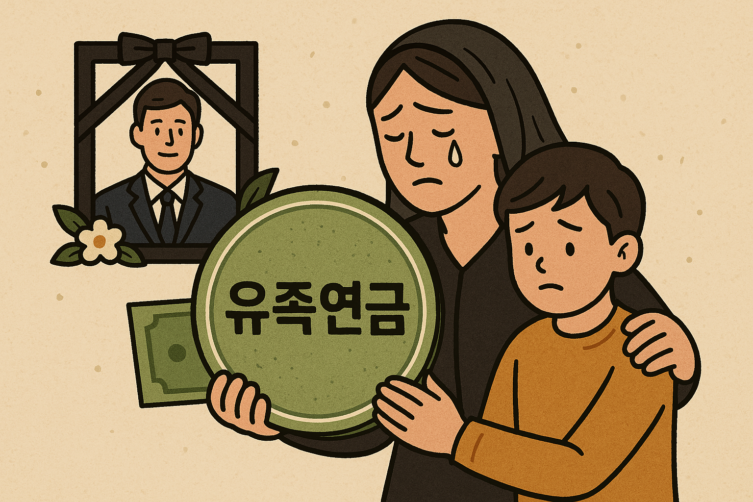 유족연금 떄문에 아들의 생계가 조금은 도움받을수있게되는 사진이다. 